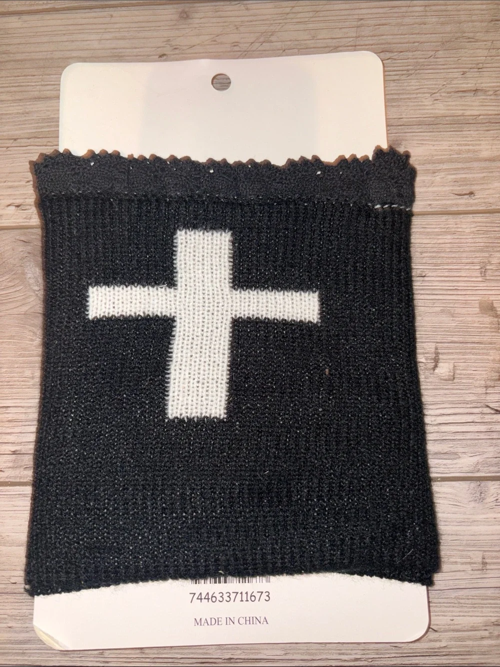 NWT black leg warmers with black lace and white crioss
